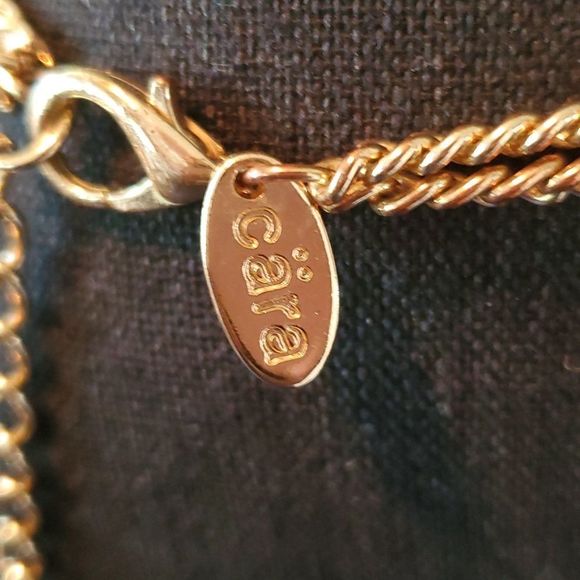 Cara New York Multi-Color 3 Cluster Rhinestone Gold-Tone Necklace 14" EC. - Picture 8 of 8